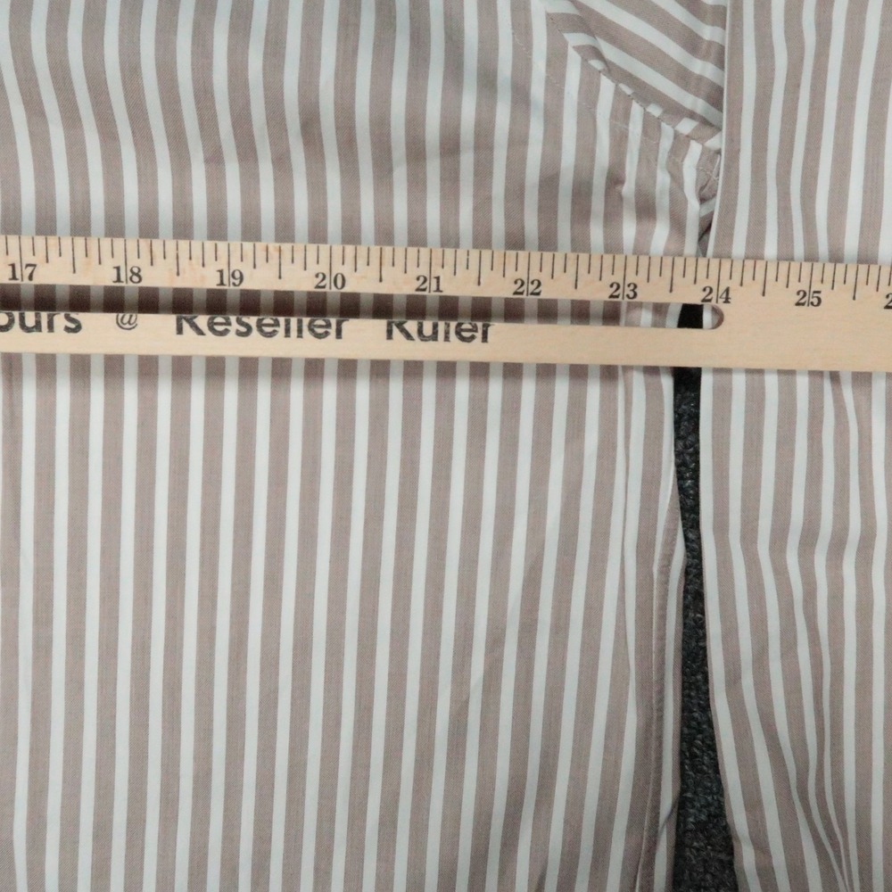 Brioni Shirt Men XL 17.5 Brown White Striped Long Sleeve Button Up - Picture 8 of 11